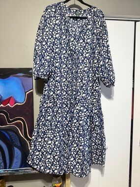 ✨ Terra & Sky Navy Floral Tiered Maxi Dress 2X (20W-22W) | Breezy Summer Boho